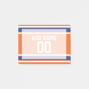 Orange Blue Sports Jersey with Name and Number Post-it Notes