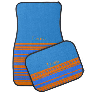 Orange & Blue Striped Car Floor Mat – Custom Bold 