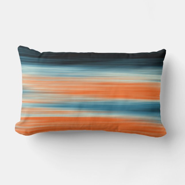 Orange Blue Striped Pattern Lumbar Pillow (Front)