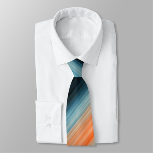 Orange Blue Stripes Neck Tie