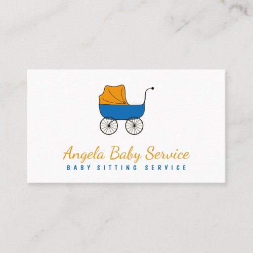 Orange Blue Stroller Baby sitter Daycare Nursery Business Card