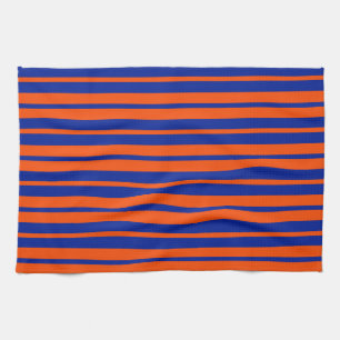 Orange Blue Stylish Stripes Pattern Design  Kitchen Towel