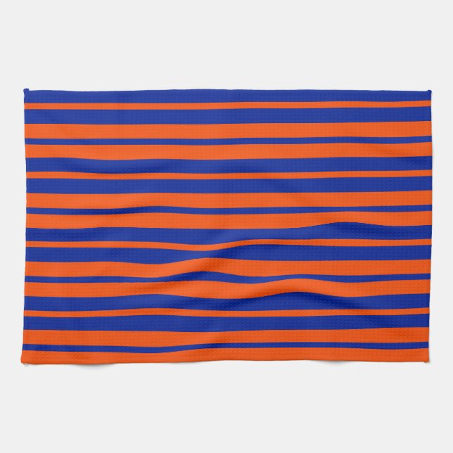 Orange Blue Stylish Stripes Pattern Design  Kitchen Towel (Horizontal)