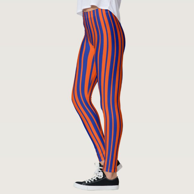 Orange Blue Stylish Stripes Pattern Design  Leggings (Creator Uploaded)