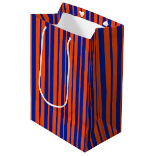 Orange Blue Stylish Stripes Pattern Design Medium Gift Bag