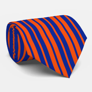 Orange Blue Stylish Stripes Pattern Design Neck Tie
