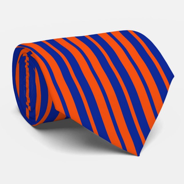 Orange Blue Stylish Stripes Pattern Design  Neck Tie (Creator Uploaded)