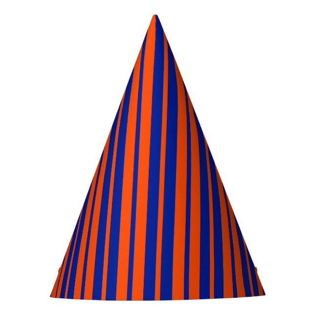 Orange Blue Stylish Stripes Pattern Design  Party Hat (Front)