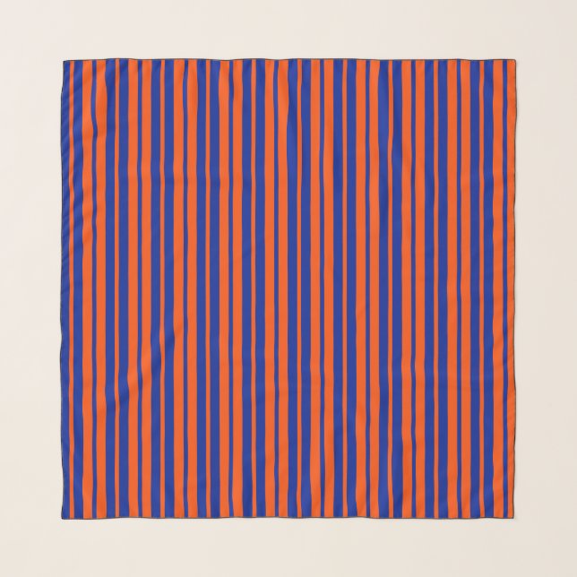 Orange Blue Stylish Stripes Pattern Design  Scarf (Front)