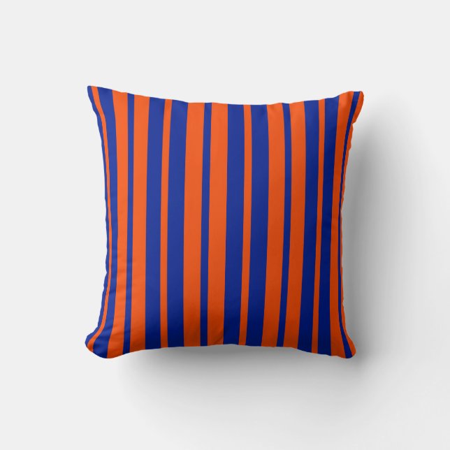 Orange Blue Stylish Stripes Pattern Design  Throw Pillow (Front)