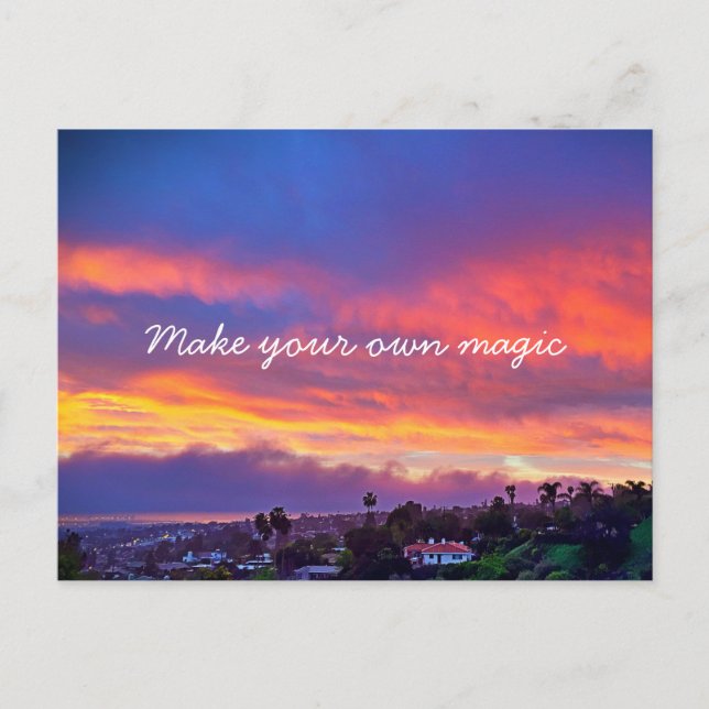 Orange Blue Sunset Photography Make Your Own Magic Postcard (Front)