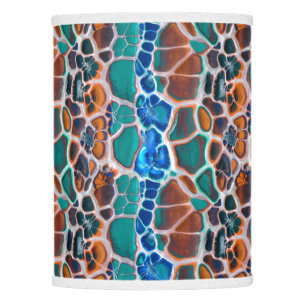Orange Blue Teal Mosaic Stained Glass Abstraction Lamp Shade