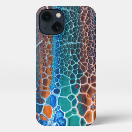 Orange Blue Teal Stained Glass Abstraction iPhone 13 Case