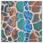 Orange Blue Teal Stained Glass Abstraction Pattern Fabric