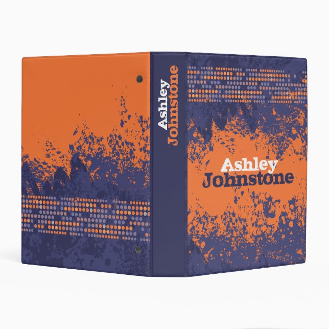 Orange blue teen abstract dot custom name mini binder (Background)