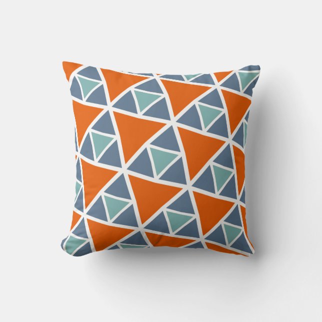 Orange & Blue Throw Pillow (Front)