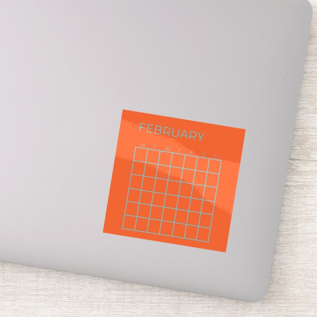 Orange Blue Tosca February Undated Calendar Sticker (Detail)