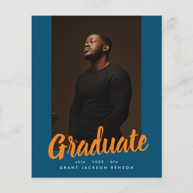 Orange Blue University Graduate Photo Graduation (Front)