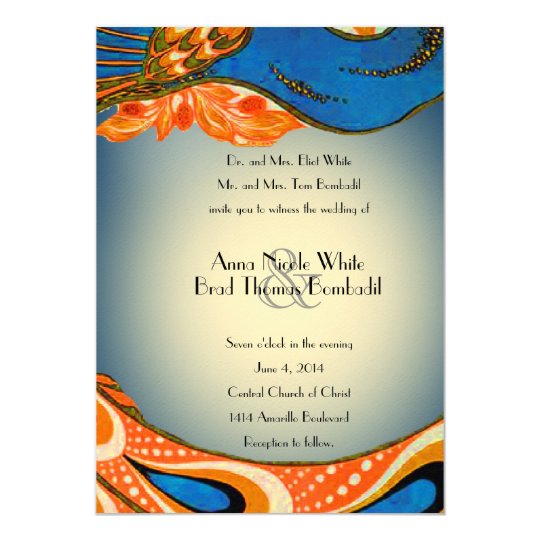 Blue And Orange Wedding Invitations 10