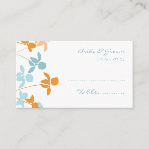 Orange Blue Wedding Table Place Setting Cards Business Card Templates