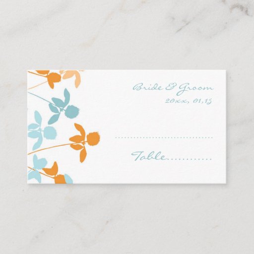Customizable Orange Blue Wedding Table Place Setting Cards Business Card Templates
