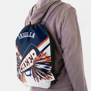 Orange, Blue & White Cheerleader Drawstring Bag