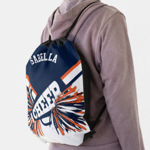 Orange, Blue & White Cheerleader Drawstring Bag