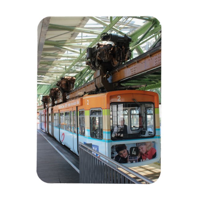 Orange Blue Wuppertal Floating Train Magnet (Vertical)