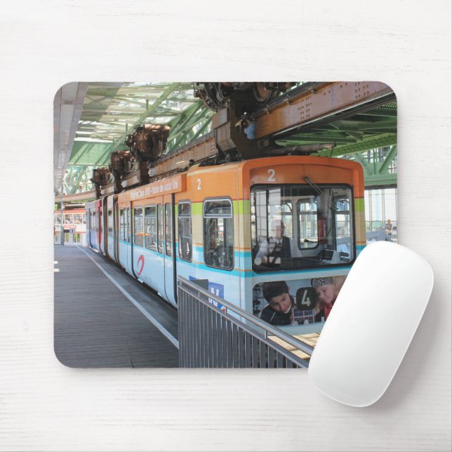 Orange Blue Wuppertal Floating Train Mouse Pad (With Mouse)
