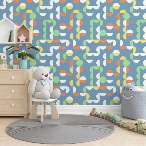 Orange Blue Yellow Mint Green Circles Art Pattern Wallpaper