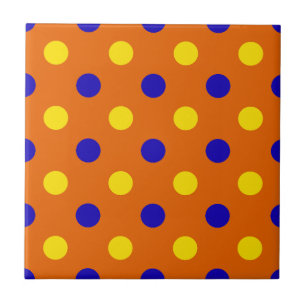Orange Blue Yellow Polka Dots Design  Ceramic Tile