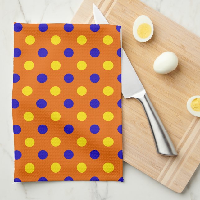 Orange Blue Yellow Polka Dots Design  Kitchen Towel (Quarter Fold)