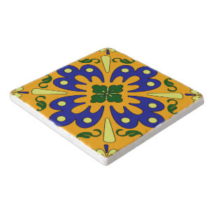 Orange Blue Yellow Spanish Tile Design Trivet