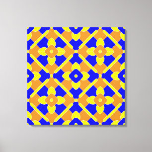 Orange Blue Yellow Spanish Tile Pattern Canvas Print