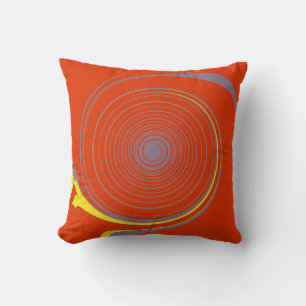 Orange Blue Yellow Swirl Retro Abstract Art Throw Pillow