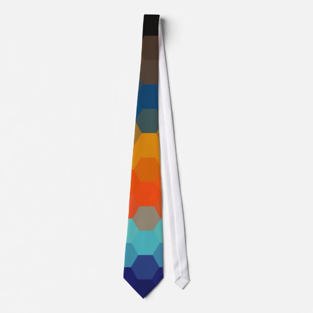 Orange Blue Zigzag Seamless Pattern 2 Neck Tie (Front)