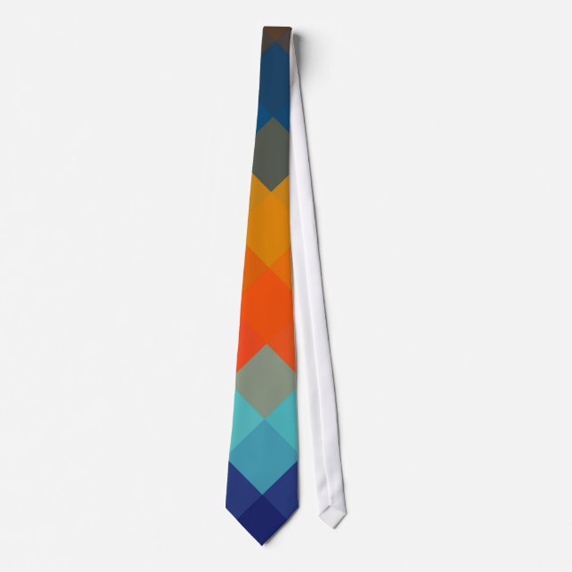 Orange Blue Zigzag Seamless Pattern Neck Tie (Front)