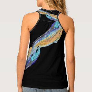Orange Blues Abstract Art on Women's Tank Top