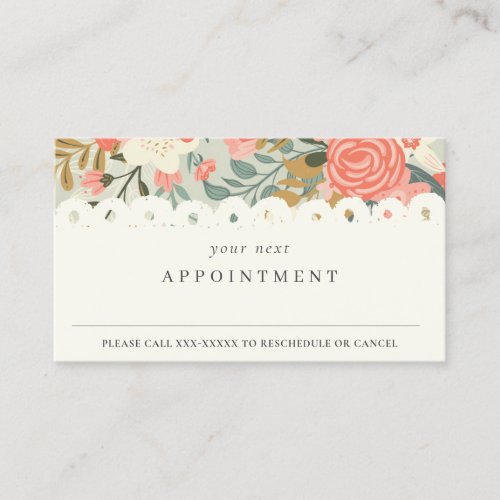 Orange Blush Blue Ambrosia Floral Appointment Business Card