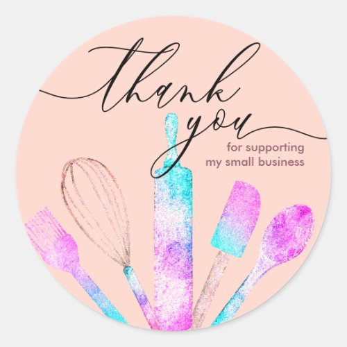 Orange Blush Pastry chef bakery thank you Classic Round Sticker