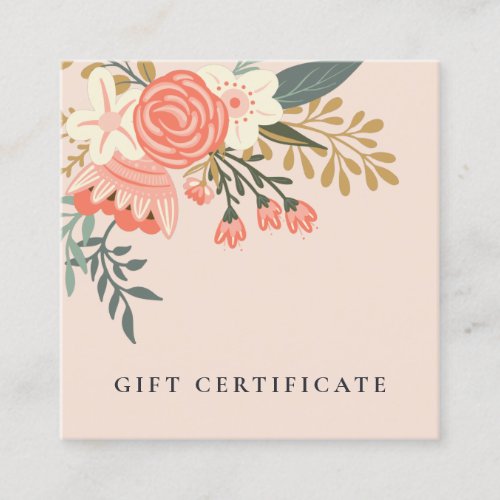 Orange Blush Pink Ambrosia Floral Gift Certificate