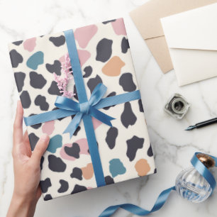 Orange Blush Pink Pastel Leopard Spots Wrapping Paper
