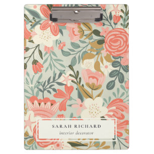 Orange Blush Teal Blue Green Lace Ambrosia Floral Clipboard