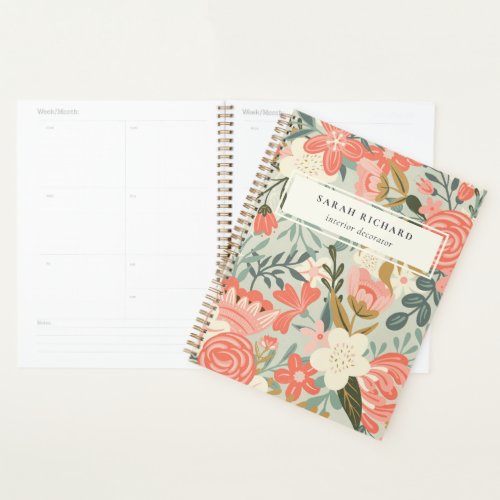 Orange Blush Teal Blue Green Lace Ambrosia Floral Planner