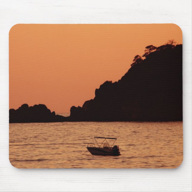 orange boat at sea mousepad (Front)