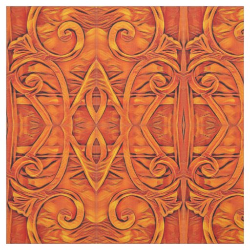 Orange BoHo Abstract Fabric