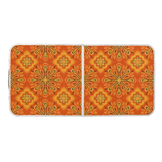 Orange Boho Abstract Flower Pattern Decorative Beer Pong Table