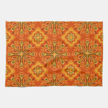 Orange Boho Abstract Flower Pattern Decorative