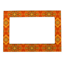 Orange Boho Abstract Flower Pattern Decorative Magnetic Frame