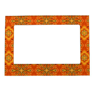 Orange Boho Abstract Flower Pattern Decorative Magnetic Frame